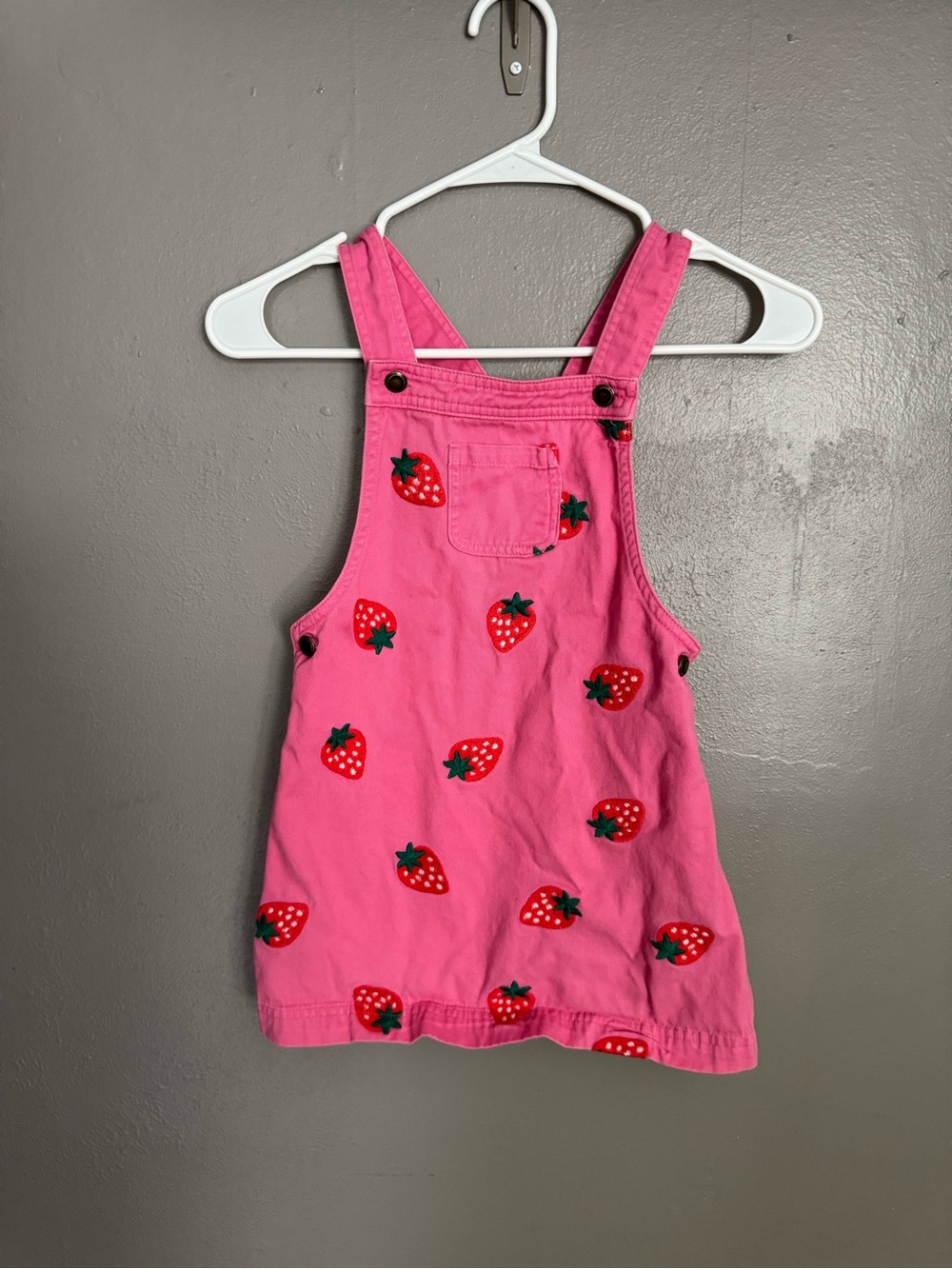 Isaac Mizrahi Pink Strawberry-Print Overall Dress